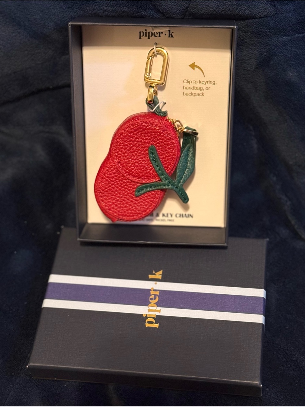 Piper K Cherry Bag Charm & Key Chain - NIB